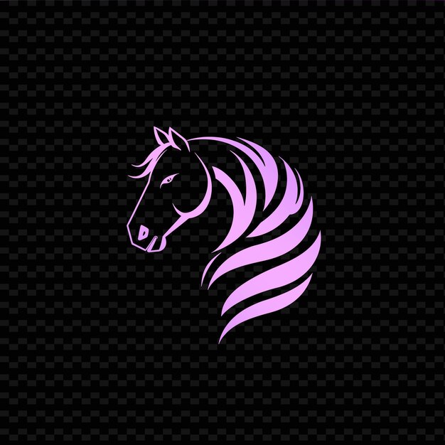 Um cavalo com uma crina roxa em um fundo preto