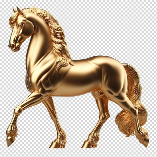 PSD um cavalo dourado com uma crina dourada