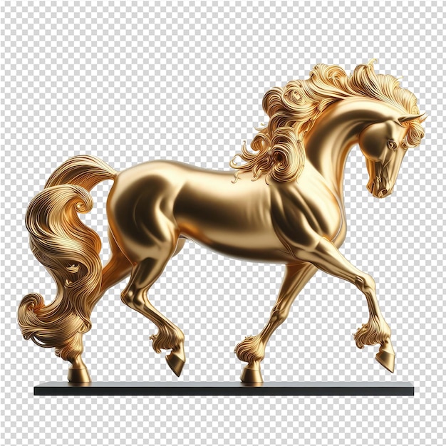 PSD um cavalo dourado com uma crina e cauda dourada