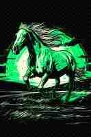 PSD um cavalo verde com um fundo verde com uma luz verde nele