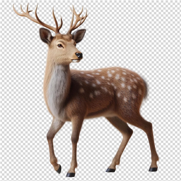 Um cervo com chifres na cabeça é mostrado em uma imagem