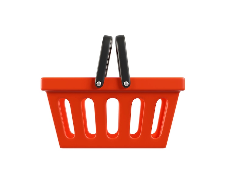 PSD um cesto de compras laranja brilhante