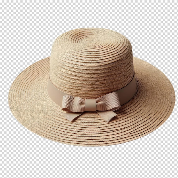 PSD um chapéu de palha castanho com uma fita nele
