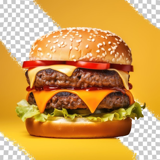 PSD um cheeseburger fotografado em um fundo transparente