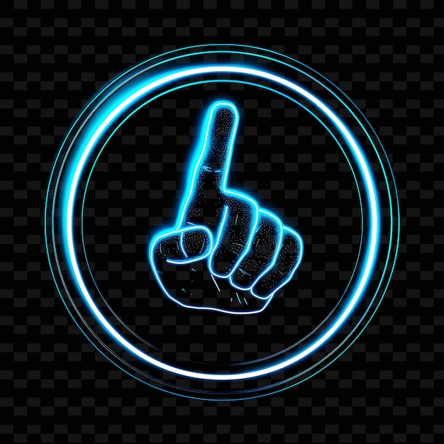 Um círculo azul com um dedo apontando para cima com a palavra polegar para cima