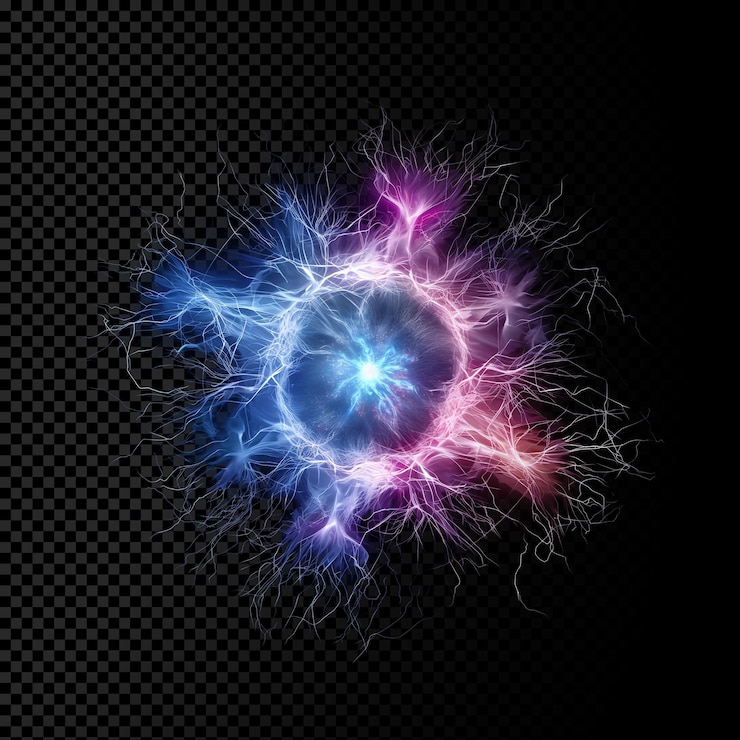 PSD um círculo brilhante azul e roxo brilhante com uma estrela azul nele