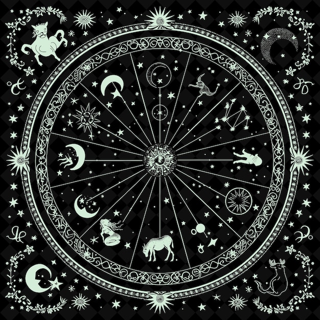 Um círculo com as estrelas e a lua. Com as estrela e a Lua.