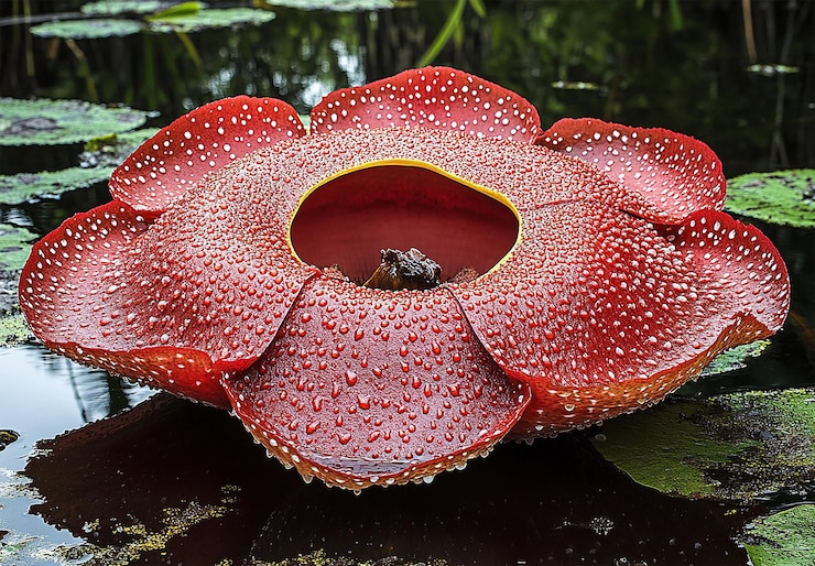 PSD um close de uma rafflesia gigante em seu habitat natural