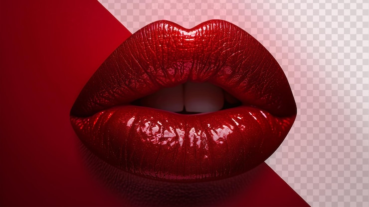 PSD um close-up de um batom vermelho com um fundo branco