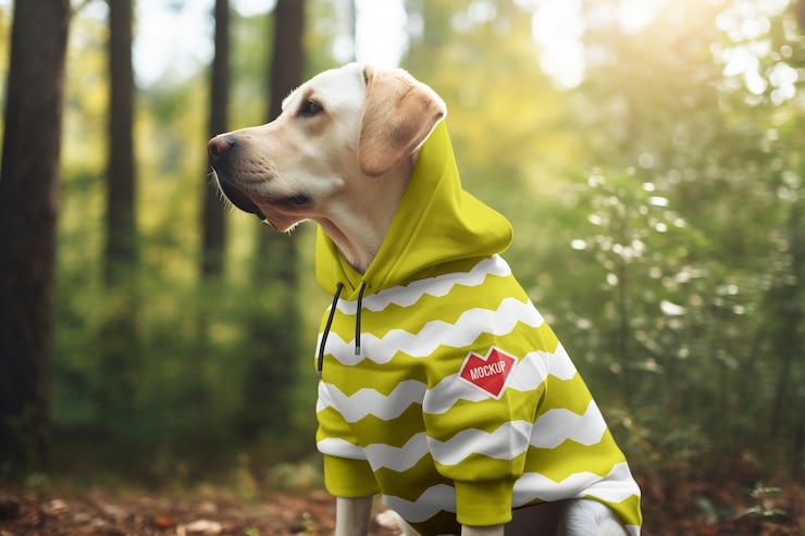 PSD um close-up de um cão a usar roupas