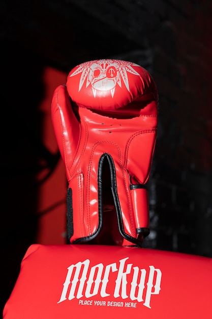 PSD um close-up de uma maquete de luvas de boxe