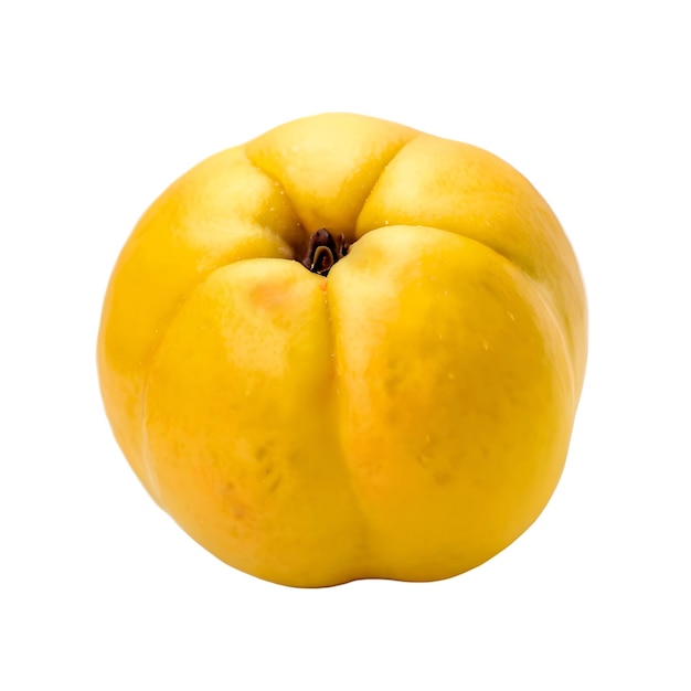 Um close-up vibrante de um fruto maduro de quince amarelo com fundo transparente