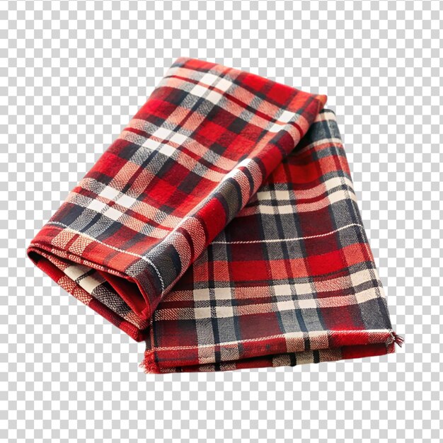 Um cobertor de plaid vermelho e verde em fundo transparente