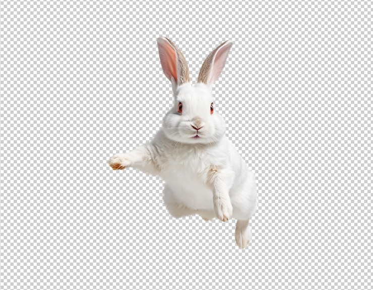 PSD um coelho com um olho vermelho e um coelho branco nas costas