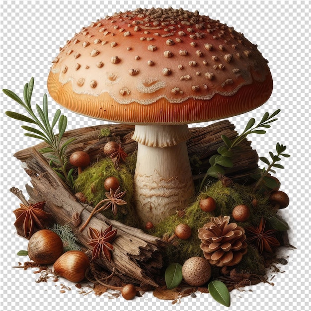 PSD um cogumelo com um cogumelo nele e um cogomelo no topo