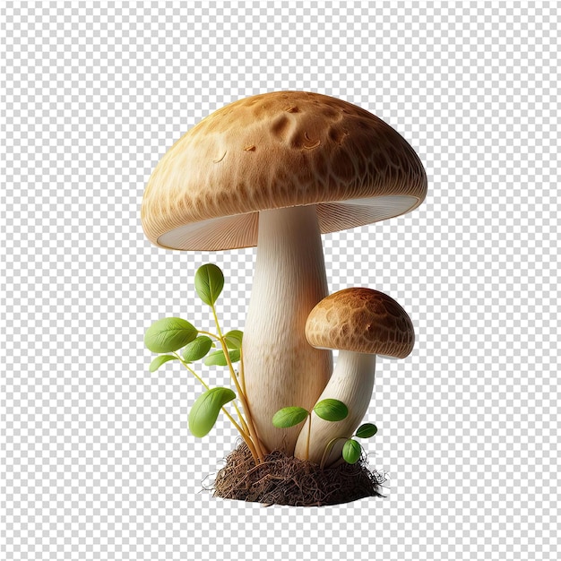PSD um cogumelo com uma planta crescendo fora dele