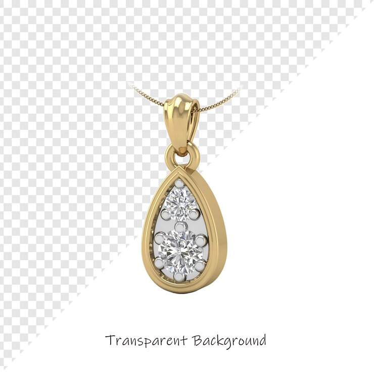 PSD um colar de diamante de ouro com um diamante nele.