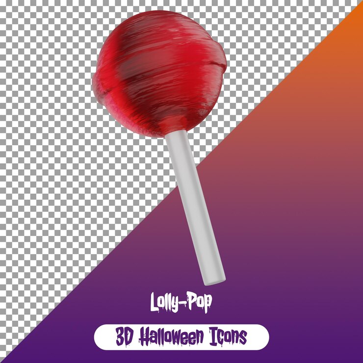 PSD um colorido doce laranja doces truque ou tratar toffee lollypop 3d png halloween icon isolado psd