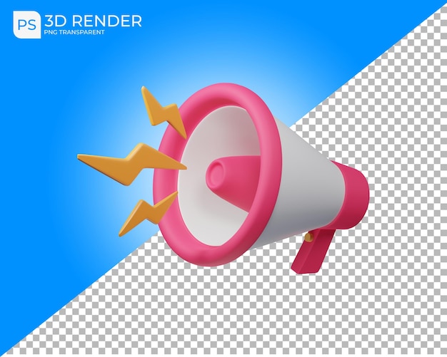 Um conceito de megafone de alto-falante renderização 3d com fundo isolado