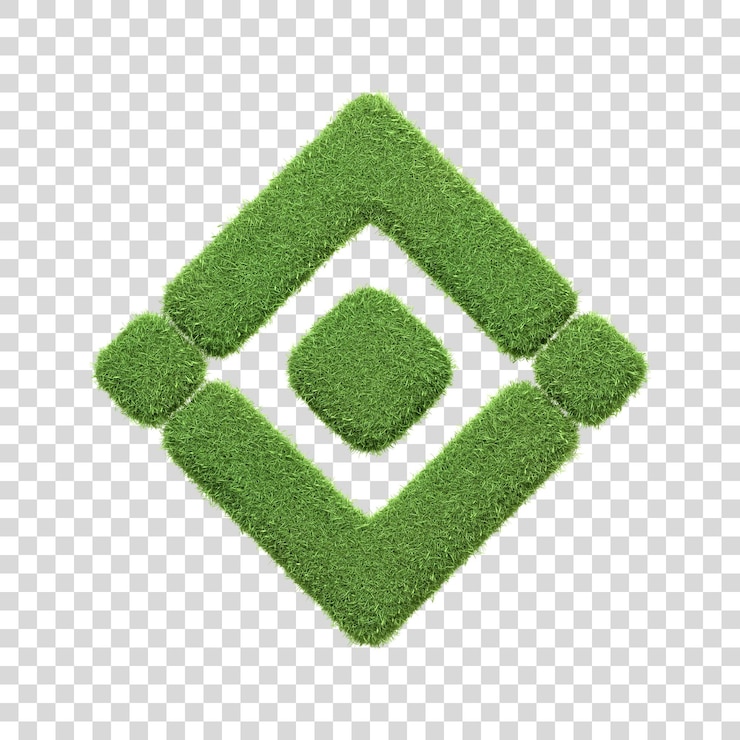 PSD um conceito ecologicamente consciente do logotipo da binance representado com uma textura de grama verde exuberante