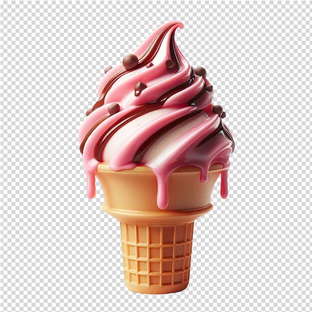 PSD um cone de sorvete com glasura rosa e glasura rosa