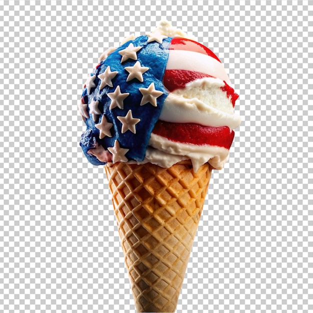 PSD um cone de waffle com uma bandeira americana