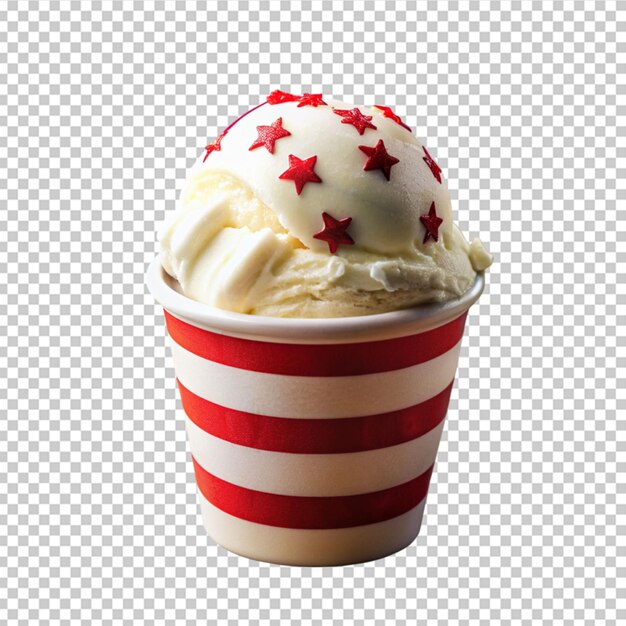 Um cone de waffle com uma bandeira americana