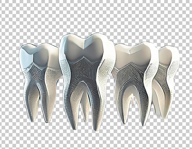 Um conjunto 3d de dentes individuais