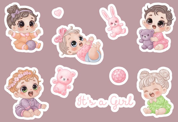 PSD um conjunto de adesivos com a imagem de desenhos animados meninos bonitos a inscrição é um menino e macio