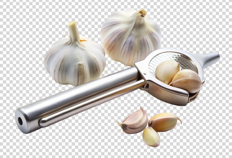PSD um conjunto de alho com uma alça de prata e uma pinça de prata
