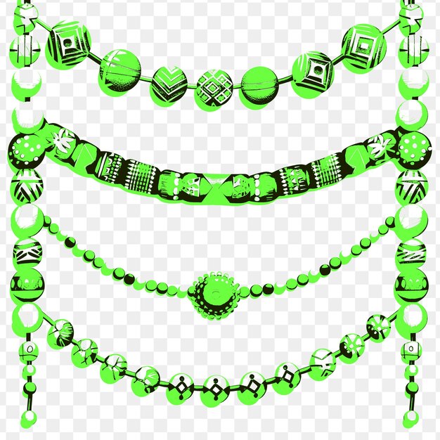 PSD um conjunto de colares verdes com as palavras 