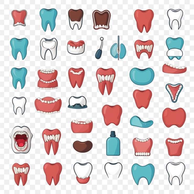 PSD um conjunto de dentes de cores diferentes