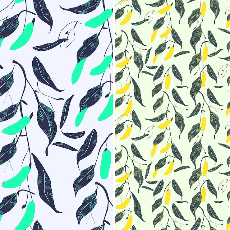 PSD um conjunto de desenhos coloridos com folhas e pássaros