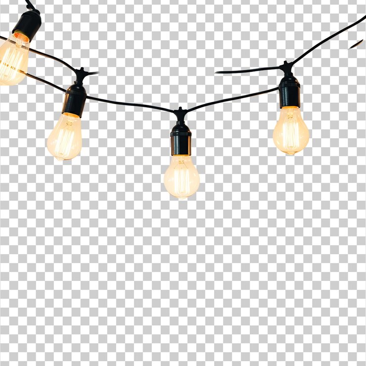 PSD um conjunto de elementos de lâmpada transparente isolados sobre um fundo transparente