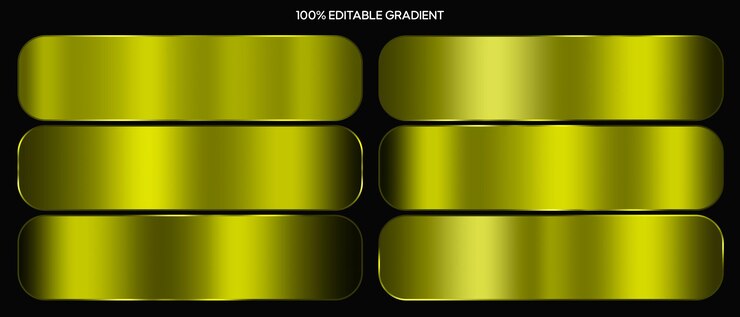 PSD um conjunto de gradientes amarelos efeitos de gradiente metálico psd para projetar textos e quadros de avisos