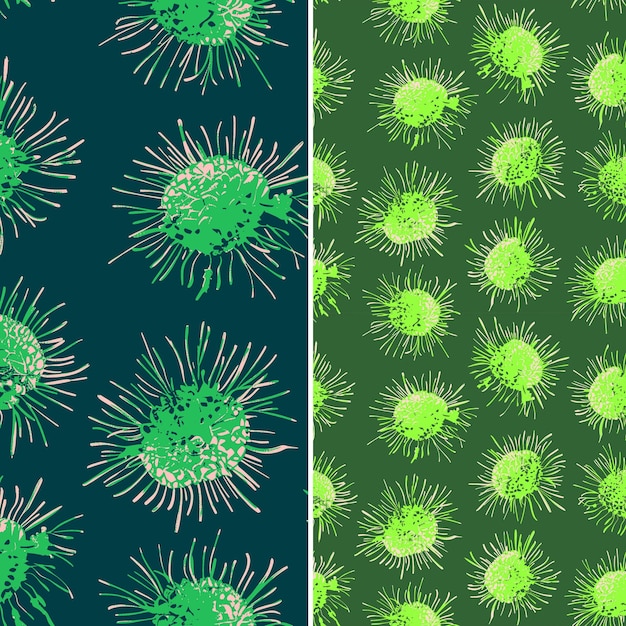 PSD um conjunto de imagens de um vírus o verde é um padrão com um fundo verde e azul