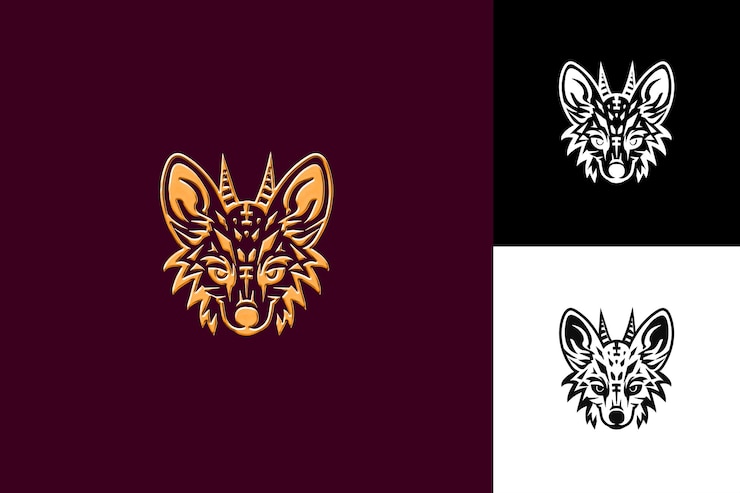 PSD um conjunto de logos com uma cabeça de lobo