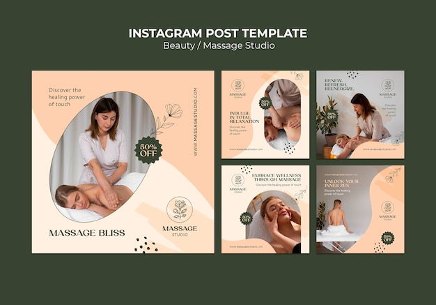 Um conjunto de modelos de postagens de beleza no Instagram