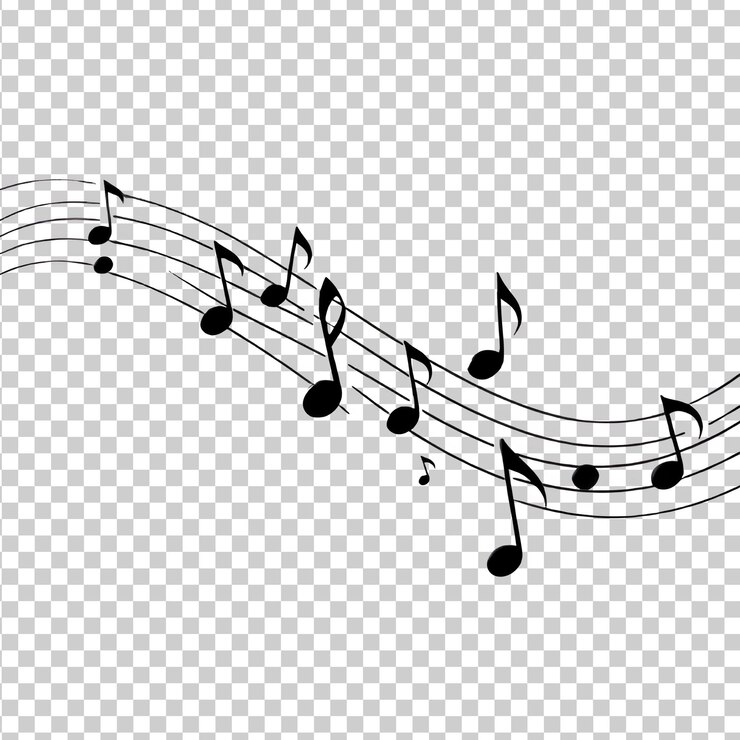 PSD um conjunto de notas musicais em um fundo transparente