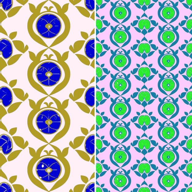 PSD um conjunto de padrões com um padrão de círculos e um fundo azul e verde