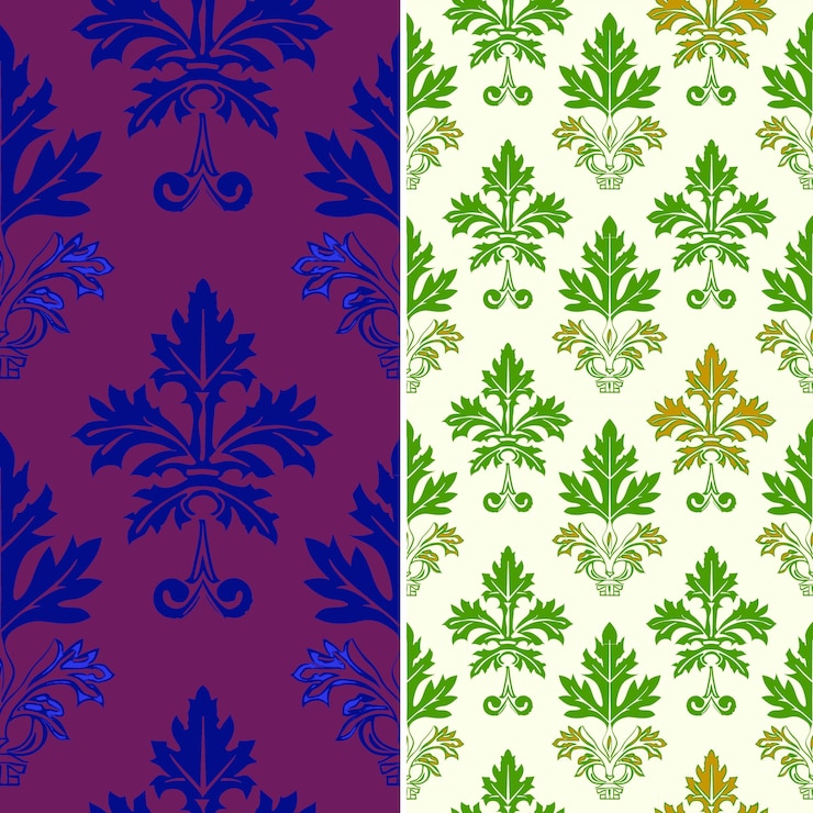PSD um conjunto de papéis de parede coloridos com folhas e flores