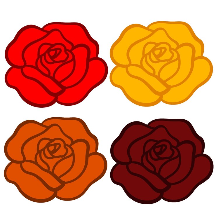 PSD um conjunto de três flores com um desenho vermelho e amarelo