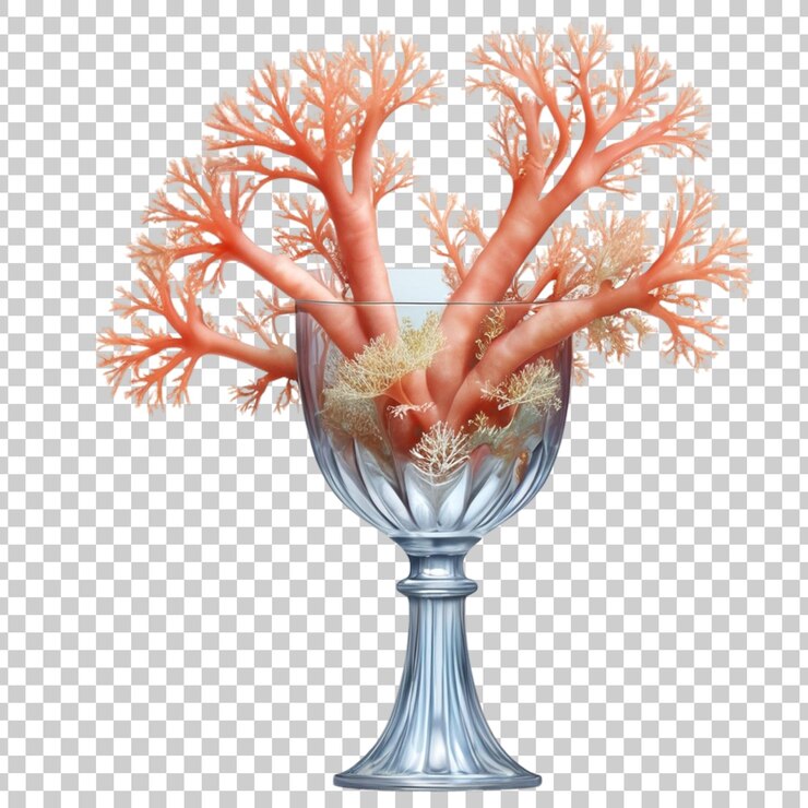 PSD um copo com uma flor e um vaso com uma flores laranja
