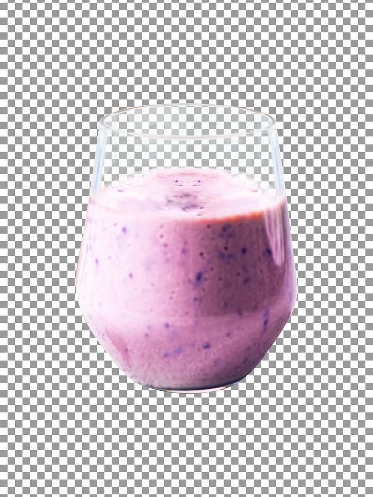 PSD um copo de smoothie roxo com fundo transparente