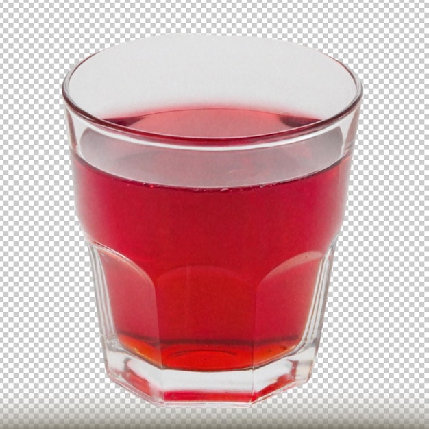 Um copo de sumo vermelho isolado sobre um fundo transparente