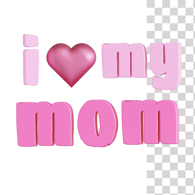 PSD um coração rosa com a palavra eu amo minha mãe nele.