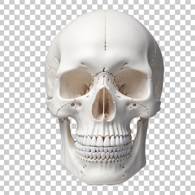 Um crânio humano com fundo transparente de olhos