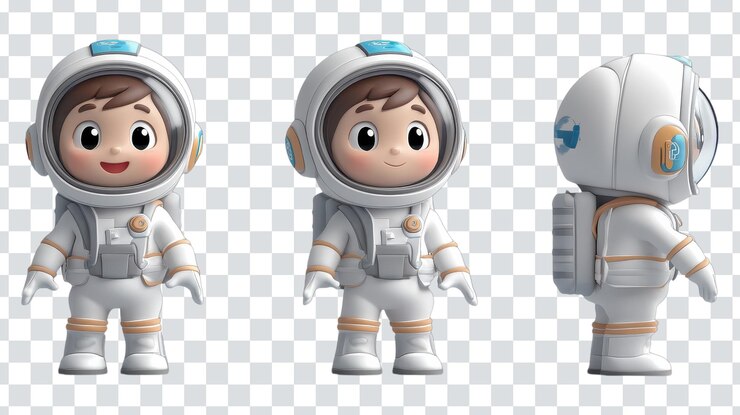 PSD um criativo e divertido 3d kid astronaut mascot personagem em um fundo branco perfeito para crianças39s livros e conteúdo educacional