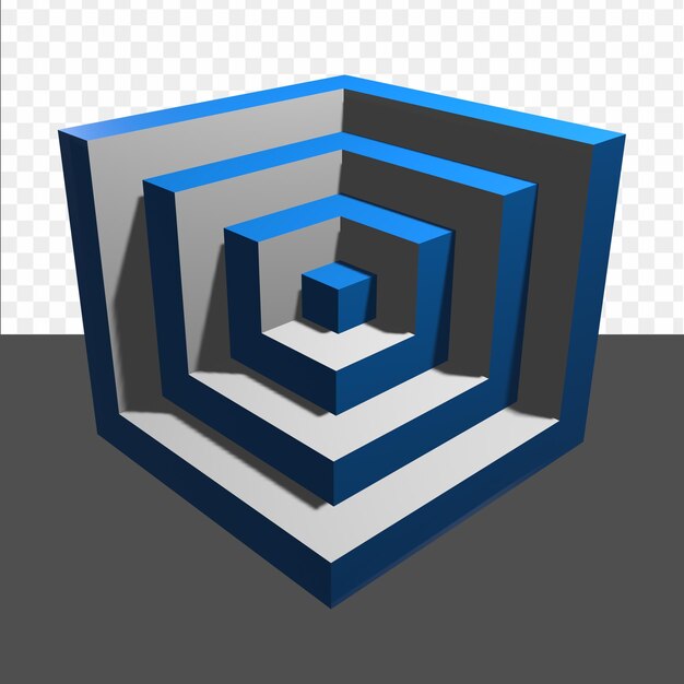 PSD um cubo 3d com um padrão azul e branco.