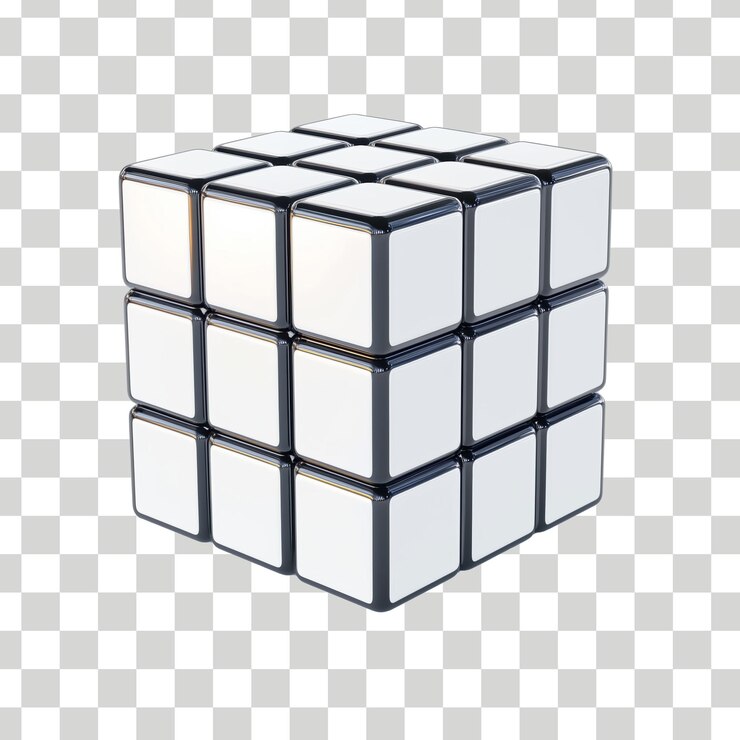 PSD um cubo com um cubo branco em um fundo xadrez